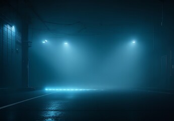 A dark empty street dark blue background