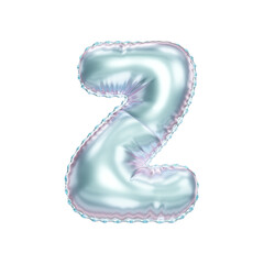 3D glossy pearl blue helium balloon letter Z