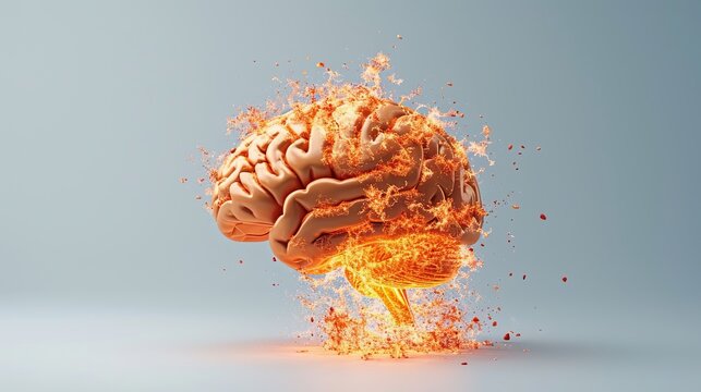 Exploding brain on fire with parkinson s, alzheimer s, dementia, and multiple sclerosis