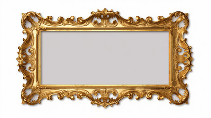 Vintage Elegance: Antique Round Gold Picture Frame Mock-up for Art, Painting, and Wall Decor, Isolated on Transparent Background