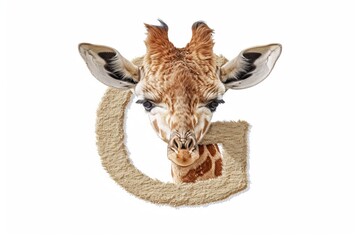Giraffe head shaped letter  g  isolated on white background, ideal for graphic design or branding