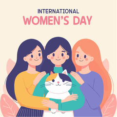 Female diverse faces of different ethnicity poster. Flat design. Women empowerment movement pattern. International women s day graphic vector.