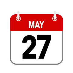 27 May, calendar date icon on white background.
