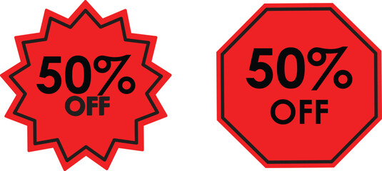 50% off tag vector templates red color