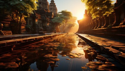 Golden Hour Voyager: Roaming the Angkor Wat at sunset