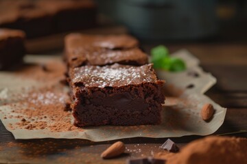 Fototapeta na wymiar sweet chocolate brownie close up