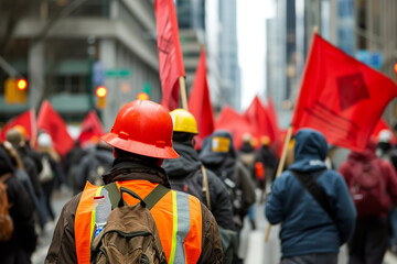 Obraz premium Highlighting a municipal workers' strike aimed at improving city services - a public sector protest addressing urban infrastructure needs