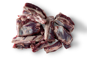 Reindeer rib ragout top view. isolated on a white background