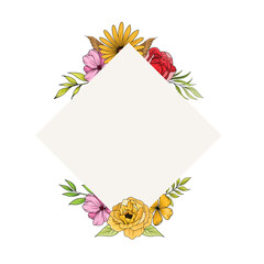 floral frame with beautiful flower bouquets