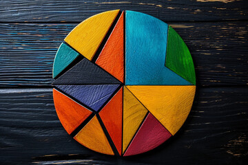 Colorful math fractions on the wooden background. interesting math for kids, for preschool, daytime. Education, back to school concept. Geometry and mathematics materials. AI Generated	