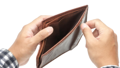 Empty Wallet - Concept of Poverty, High Taxes or no Savings - Empty wallet being opened 