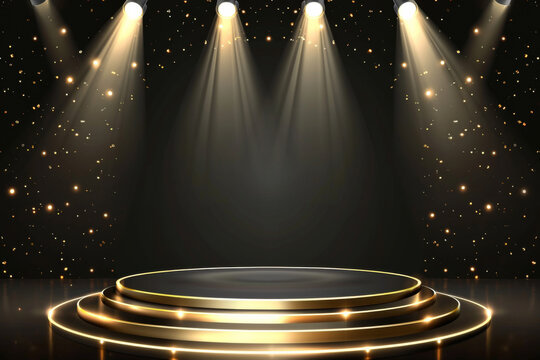 Stage podium with lighting Stage Podium Scene with for Award Decor element background. 