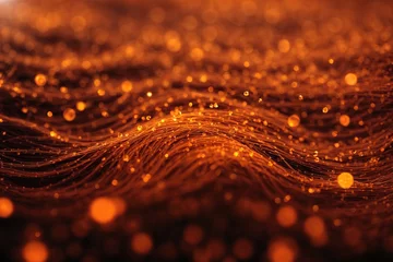 Photo sur Plexiglas Rouge 2 Abstract orange particles of optical fiber 3d illustration