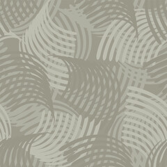 Abstract scratches seamless vector pattern background. Hand drawn comb like scrape backdrop. Scraped neutral beige, ecru curved lines. Repeat texture.