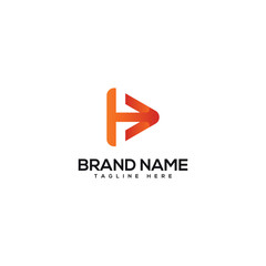 Alphabet letter H play button symbol logo icon design template vector elements.