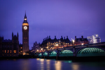 Fototapeta na wymiar Westminster London england uk at blue hour 
