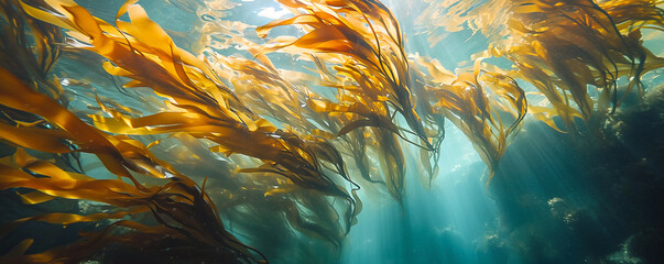 Fototapeta na wymiar algae floating underwater.