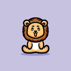 Cute Lion Cartoon Mascot Animal Vector Logo Design illustration
