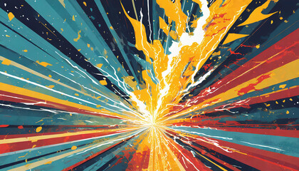 Blast zap lightning bolt explosion excitement abstract background, Posters, Banner Samples, Retro Colors from the 1970s 1900s, 70s, 80s, 90s. retro vintage 70s style stripes background poster lines. - obrazy, fototapety, plakaty