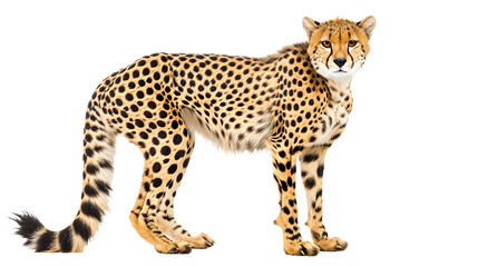 Majestic Cheetah Standing Against a White Background