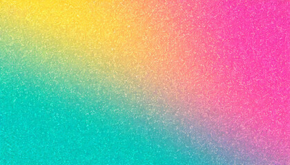 Colorful pink, yellow and turquoise gradient noisy grain background texture