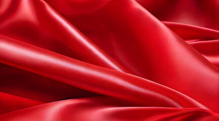 Obraz premium abstract Closeup of rippled red silk satin fabric texture background with smooth folds.