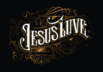 JESUS LOVE lettering custom template design
