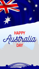 Naklejka premium Australia National Day, 26 January, Country flag with map