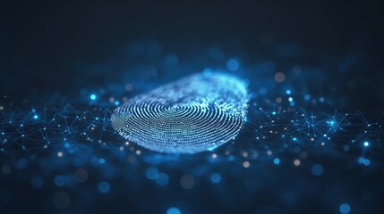 Fingerprint authentication button, glow - obrazy, fototapety, plakaty