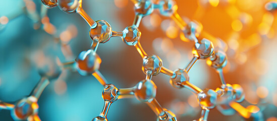 Hexagonal Molecular 3d Model - obrazy, fototapety, plakaty