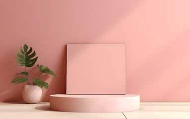 soft pink Podium mockup display product presentation