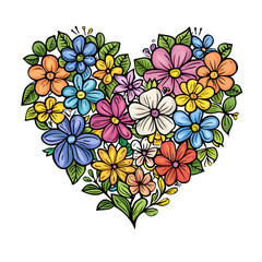 Hand draw decorative floral heart shape