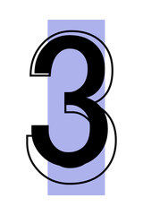 Numbers 3, for design or discounts. Vector illustration isolated on white background.