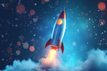 Cartoon rocket launch.