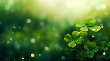 Fototapeta premium Natural landscape of four-leaf trees. Bokeh light effect.