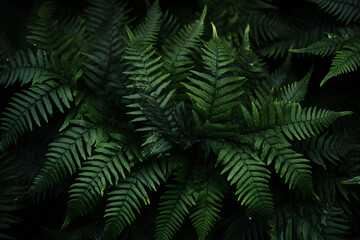 image of close up fern leaves on an edge, in the style of dark, moody landscape, high detailed