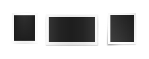 Vector retro photo frames with shadow isolated on white background.