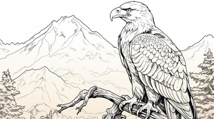 Sketch of eagle. Hand drawn illustration converted