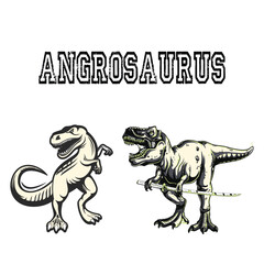 Vector of Angrosaurus. Jurassic Art. Vintage Sketches.