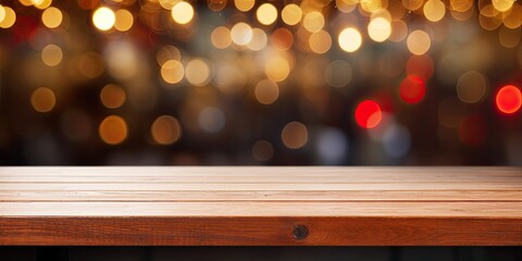 Restaurant table with bokeh background, perfect for product display or business presentation.