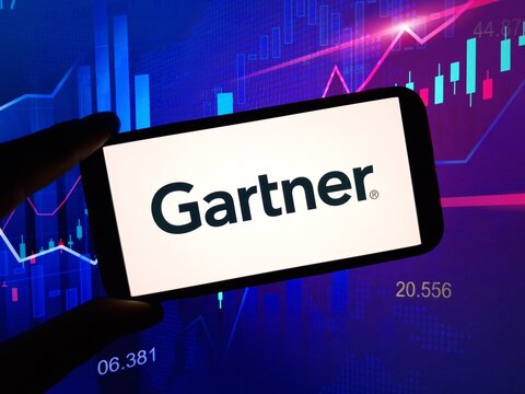 Konskie, Poland - January 24, 2024: Gartner company logo displayed on mobile phone