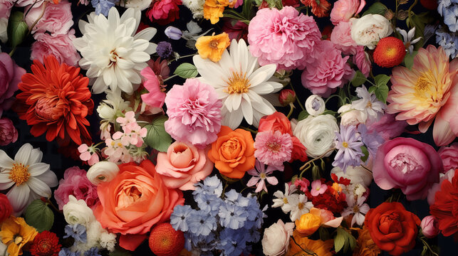 beautiful realistic painting inspired flowers artwork, wallpaper design