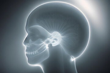 X-ray of a human head with a spine, human skull x-ray, or scan image isolated, National Doctors Day - Powered by Adobe