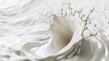 Mesmerizing milk whirlpool on white. Skillful liquid manipulation forms captivating swirls. Focus stacking for vivid details. Versatile design element with clean clipping path