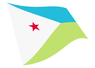 Djibouti waving flag 3d illustration isolated on white with clipping path