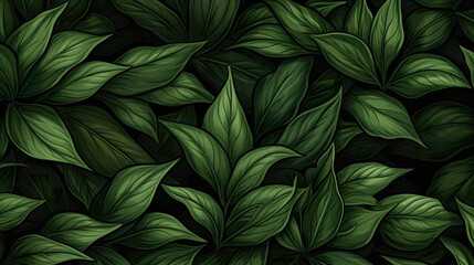 drawing inspired green leaves artwork, wallpaper design