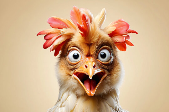chicken expression wide open eyes with open mouth