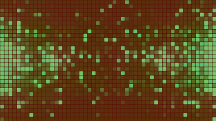 A background of rows of small multi-colored squares. Pixel graphics, colored squares. Vector background of glowing squares. Bright abstract mosaic background with glitter.