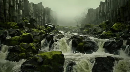 Keuken spatwand met foto dangerous water falling river with a lot of stones © Sternfahrer