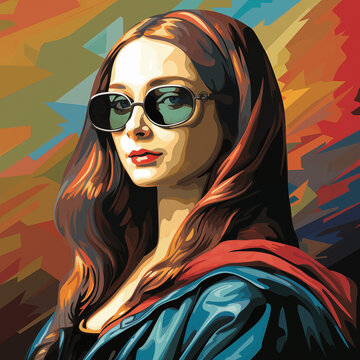 A young woman portrait illustartion in pop art style